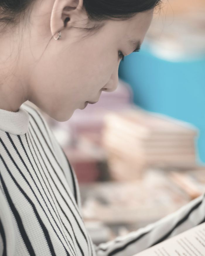 Woman reading book
