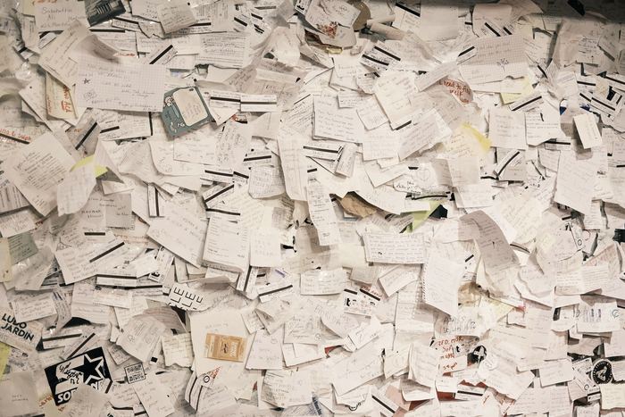 A large pile of paper